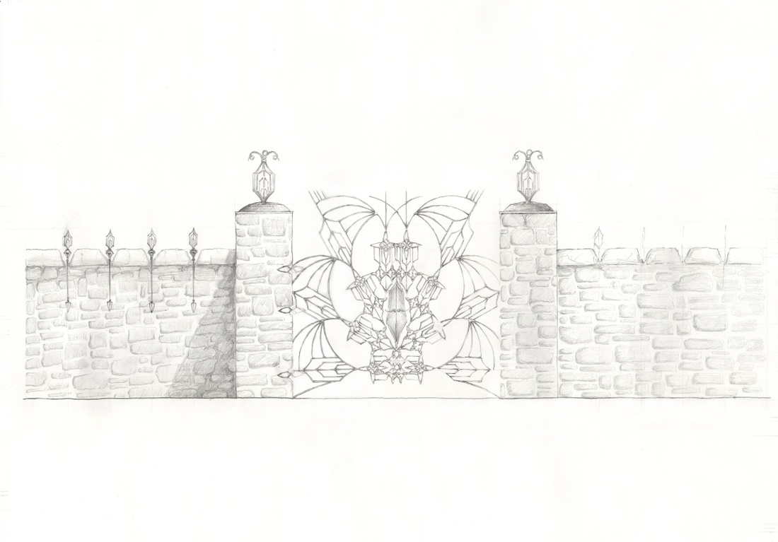 Drawing of gate ornament.