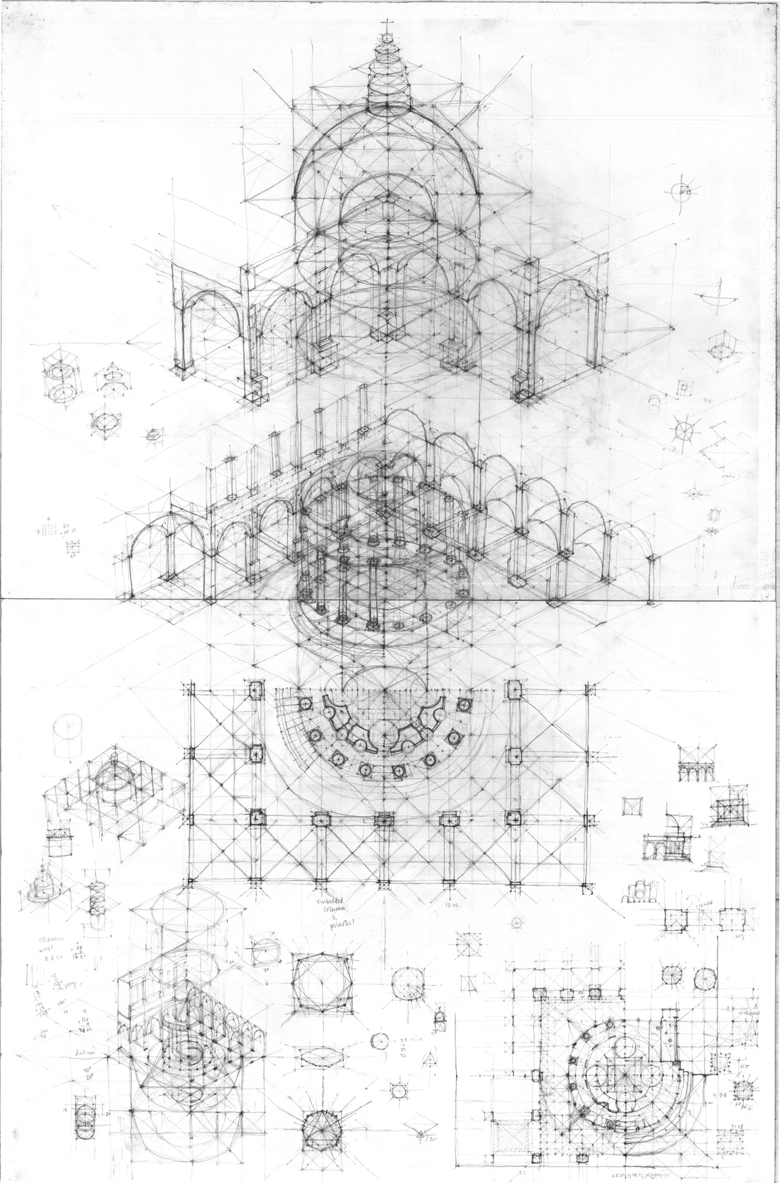 Synthetic drawing of works by Bramante