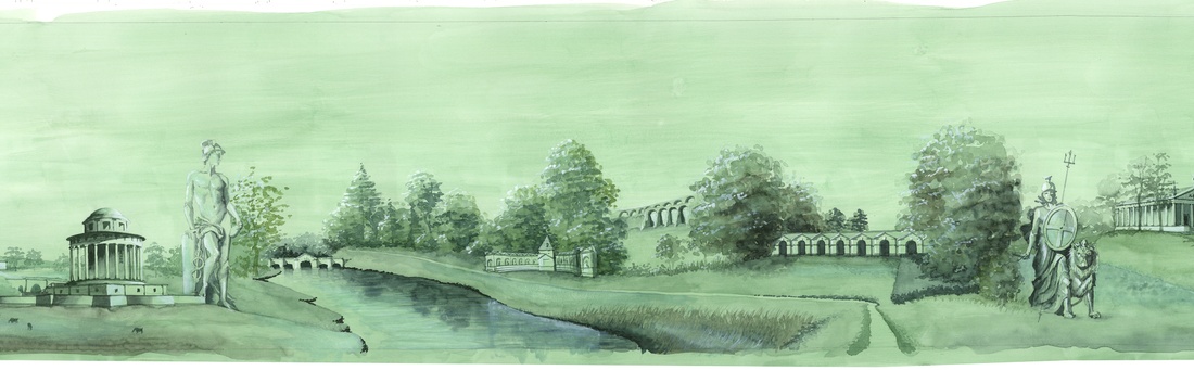 Watercolor frieze by Gina Cannistra.