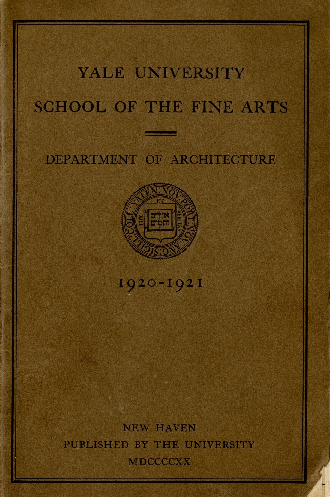 Cover of School Bulletin from 1920