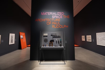 Installation views of *Materialized Space: The Architecture of Paul Rudolph*, on view September 30, 2024–March 16, 2025, at the Metropolitan Museum of Art. Photos by Eileen Travell, courtesy of the Metropolitan Museum of Art