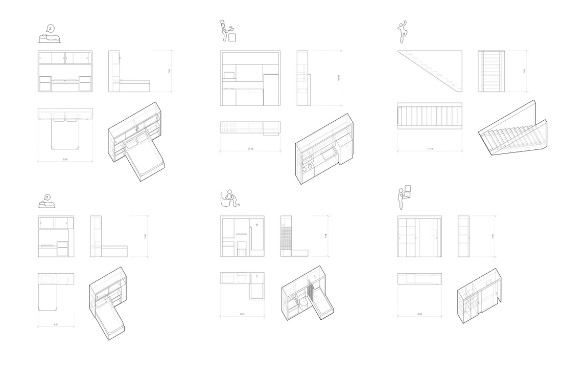Axonometric drawing of prefabricated chunks