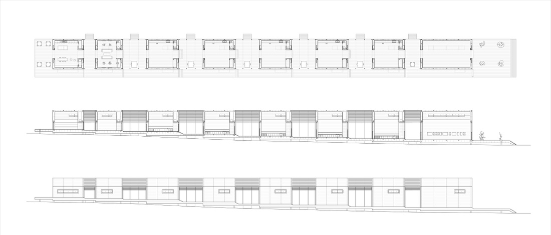 Plan, section, and elevation drawing