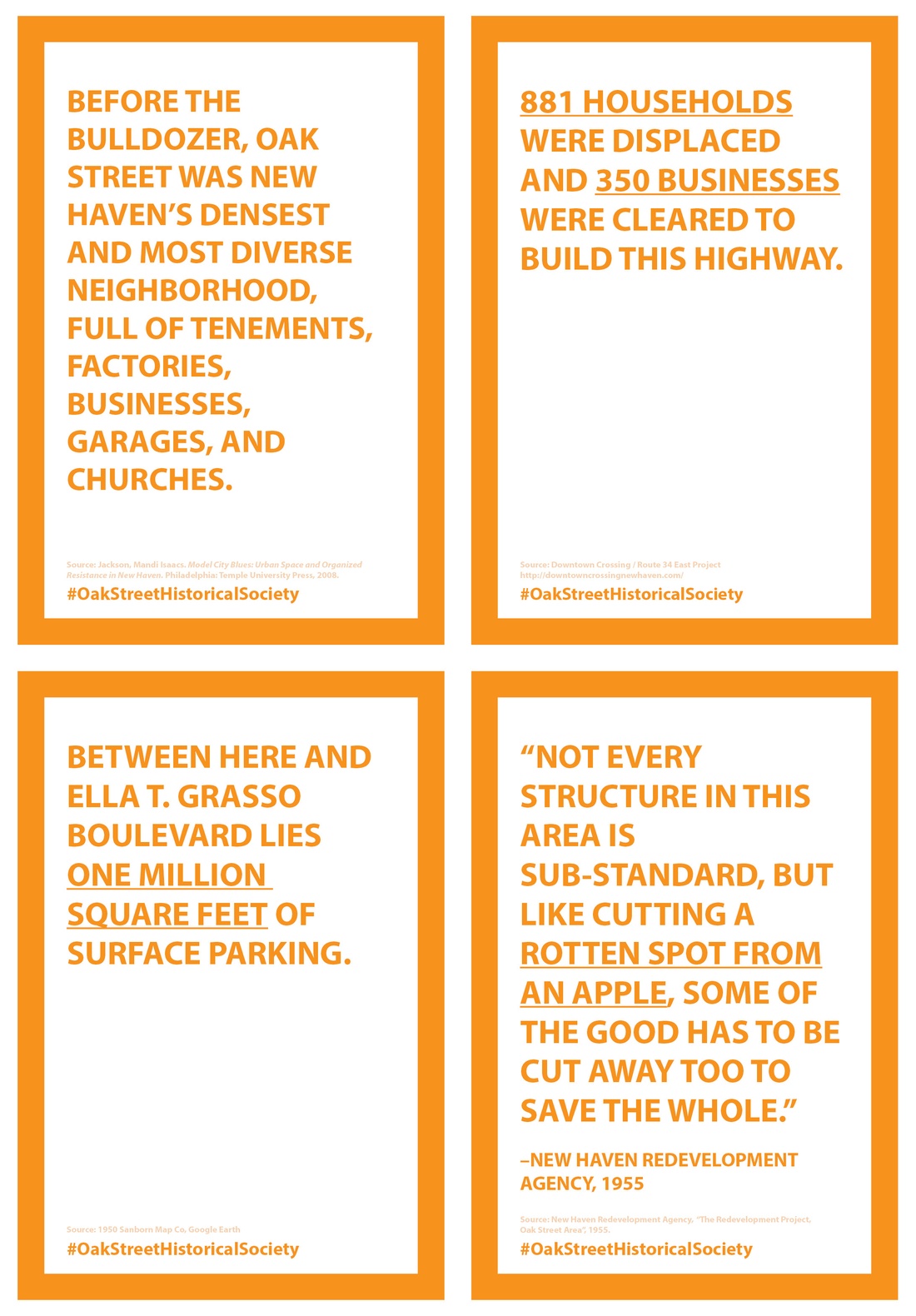 Four posters commemorating Oak Street