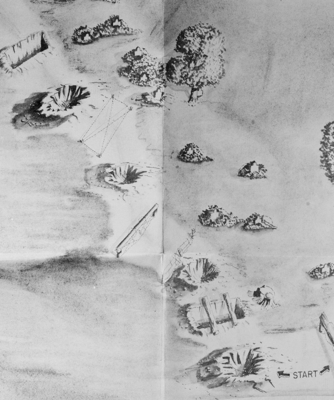 Detail of “Close Combat Course”; Sketch to Accompany Inclosure 2 in 353.01/61–GnGTC (2-4-43); H.Q. A.G.F. to all Commanding Generals (February, 4 1943) “Subject: Special Battle Courses”; Training Directives; Background Files: “Military Training in WWII” 1939-1945; Record Group 319, National Archives Building, College Park, M.D.