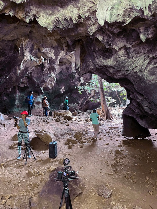 Cave Bureau use laser-scanning technology to map out measurements of the Shimoni caves  Credit: Kabage Karanja