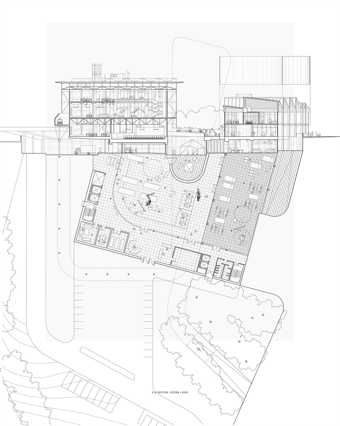 Plan and section drawing by Jack Lipson.