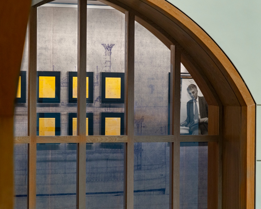 Exhibition View Through Museum Window