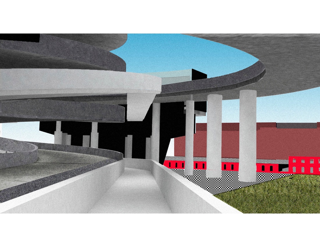 View of garage ramp