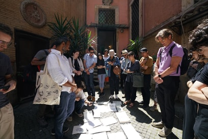 Students drawing during the 2023 Summer Drawing Seminar trip