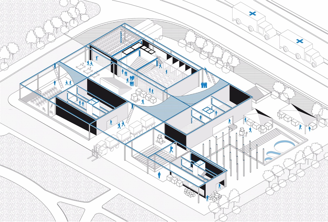 Axonometric drawing by Margaret Marsh.
